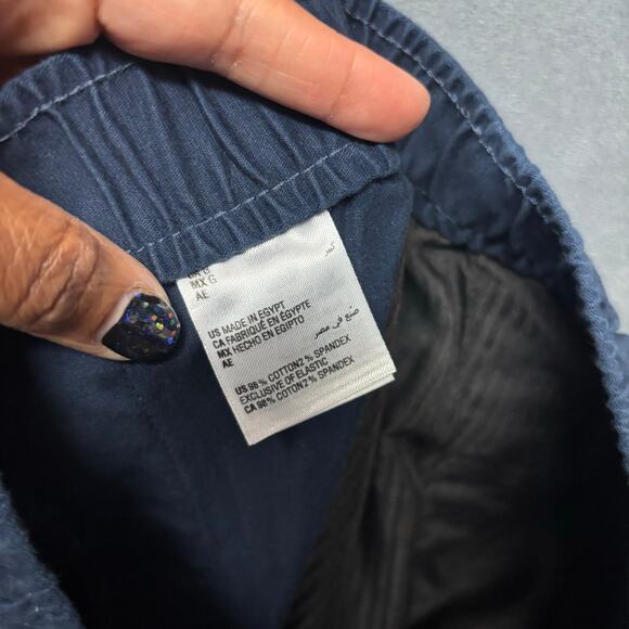 Alfani Navy Blue Elastic Waist Shorts Pull On Cotton Stretch Drawstring Casual - Picture 4 of 13